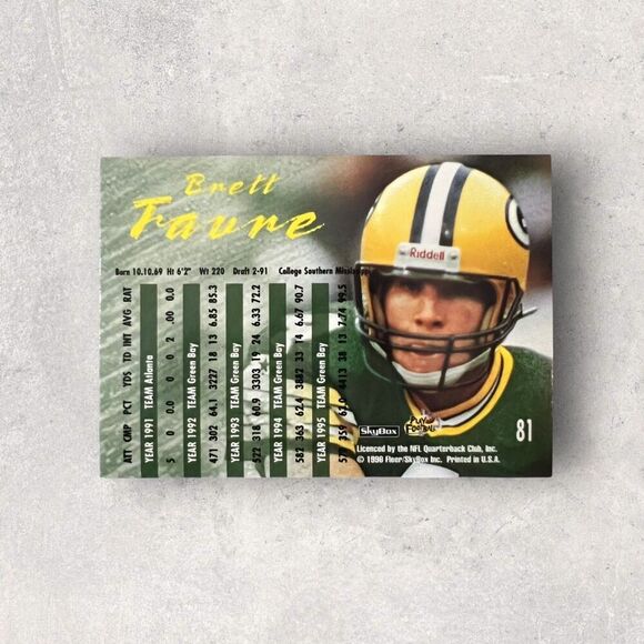 1996 Skybox Impact Rookies BRETT FAVRE ALL-TIME IMPACT ROOKIE #81 HOF Packers - Picture 2 of 8